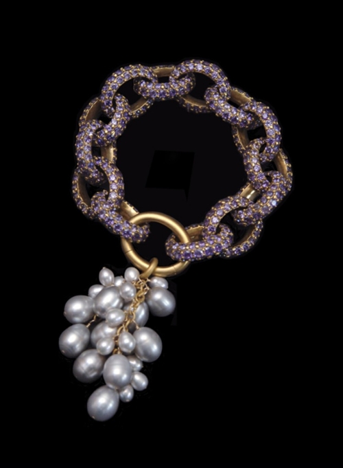 Bracelet, Pave Purple and a Tassel