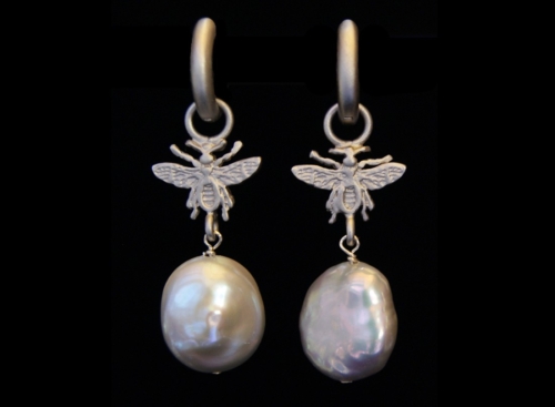 Hoops, Empress Charm, Gray Cultured Freshwater Pearl Drop