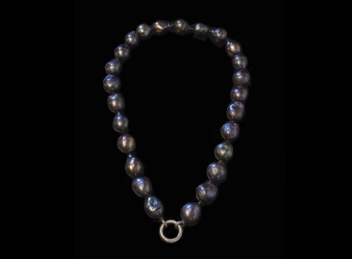 Necklace, Black Baroque Cultured Freshwater Pearls