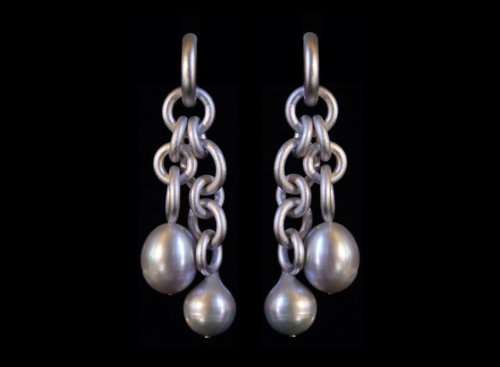 Earrings, Hoops, Style and Love Forever, Gray Egg Shaped Cultured Freshwater Pearls