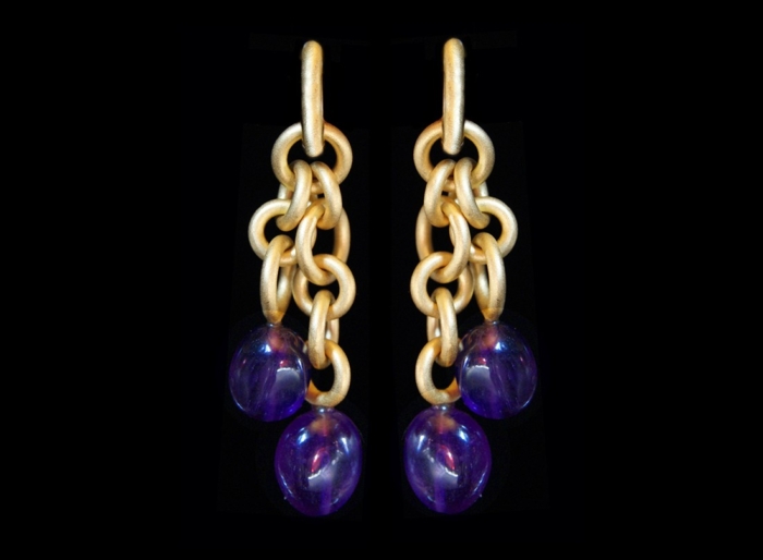 Earrings, Hoops, Style and Love Forever, Amethyst double