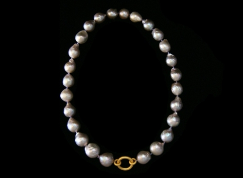 Necklace, Gray Cultured Semi Round Cultured Pearls