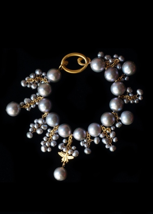 Bracelet, Oh LåLå, Gray Cultured Freshwater Pearls, Empress Charm