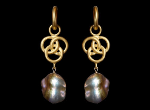 Heirophant Charm and Pearl Hoop Earrings