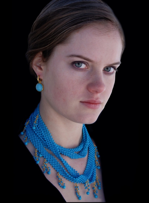 76" Turquoise Tape Woven Necklace