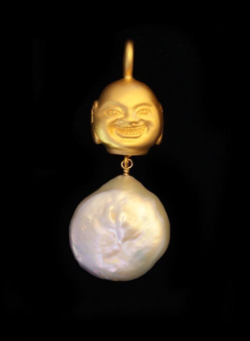 Drop Buddha and Cultured Freshwater Coin Pearl