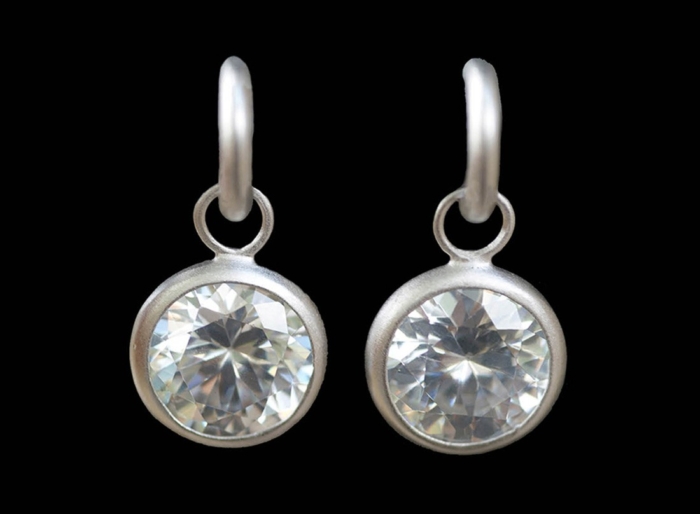 Earrings, Hoops, Rocks 15mm Round, Clear