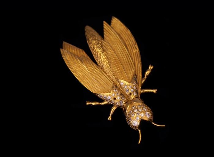 Brooch, Bee, 18kt vermeil