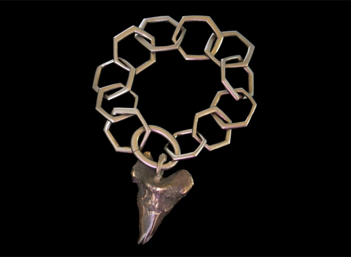 Bracelet, Hexagonal Link Chain Drop Sharks Tooth