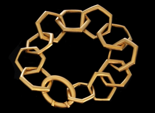 Bracelet, 7" Hexagonal Link Chain