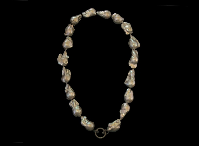 Necklace, Gray Baroque Cultured Freshwater Pearls 28x16mm