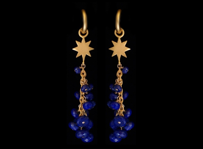 Hoops, Star Charm Lapis