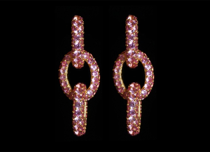 Ears_Hoops_Pave_3 link_Pink_Vermeil